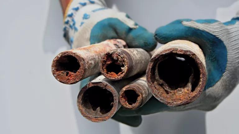 Engineers replacing lead plumbing with MDPE in Sheffield